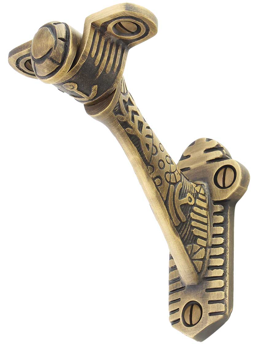 Cast Brass Handrail Bracket With Windsor Pattern in Antique Brass